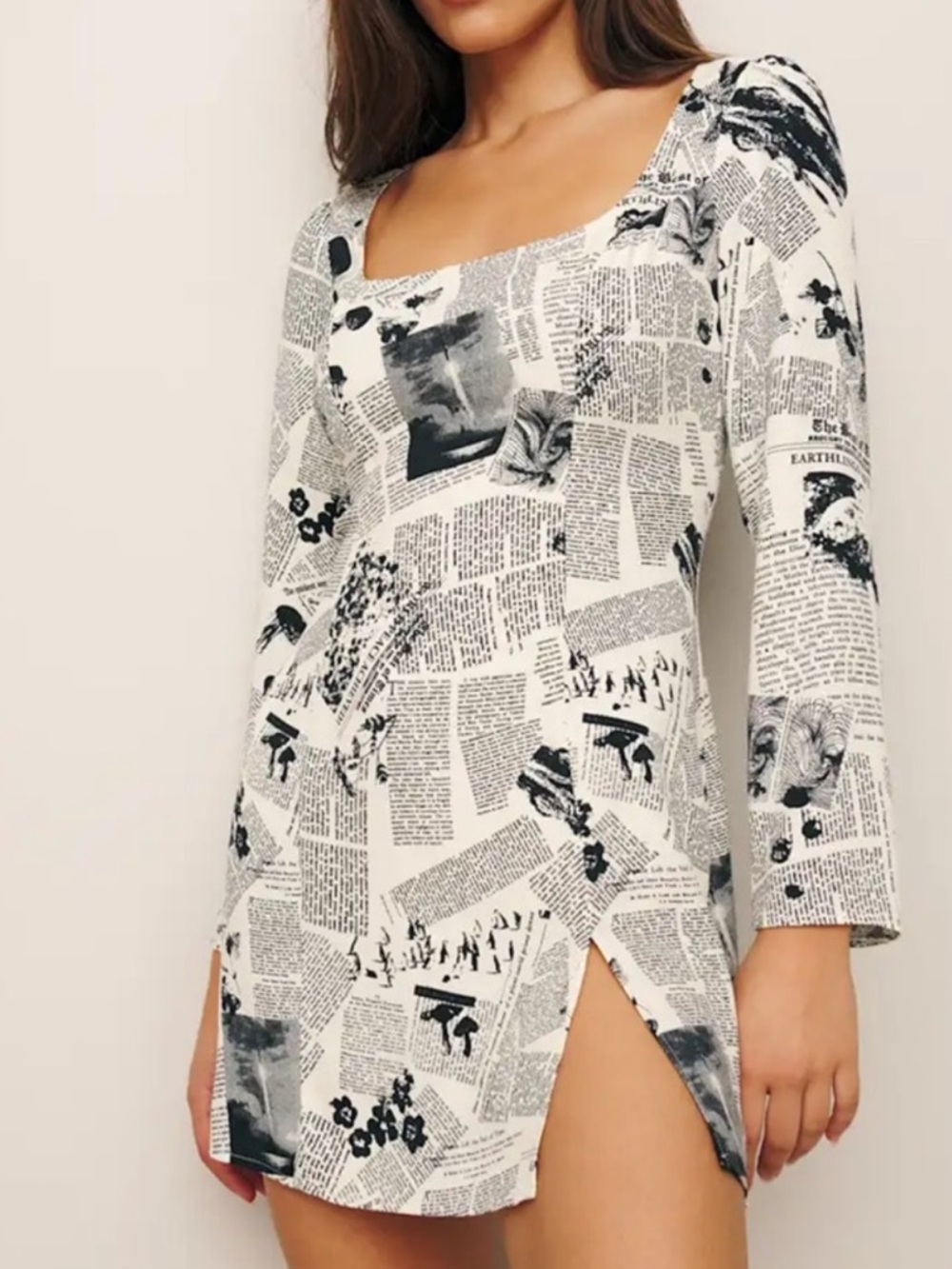 Reformation Eleny Dress in Climate Newsprint